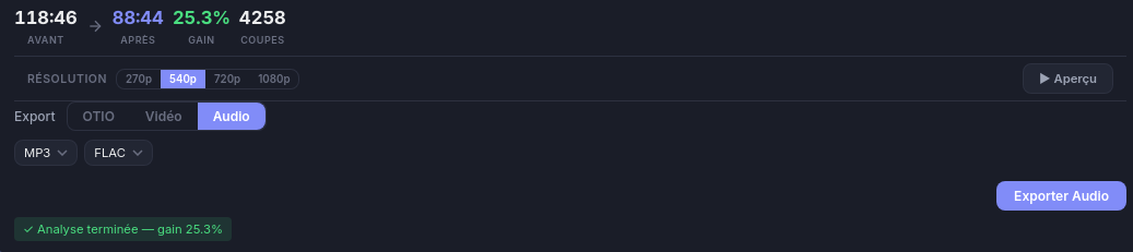 Export audio