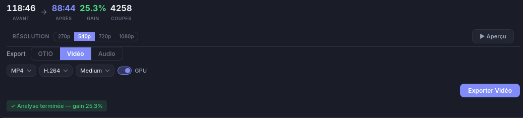 Export vidéo